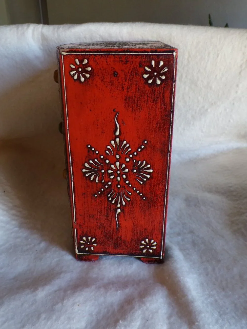 So Beautiful 3 Drawer Wooden Decorative Hand Painted Jewelry Box Curio Chest - Picture 8 of 13